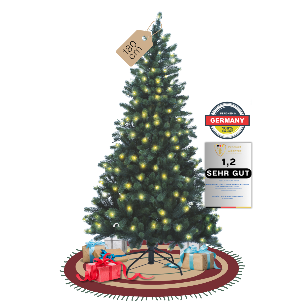 SCHAUMEX Künstlicher Weihnachtsbaum | mit LED´s | PE-BM180