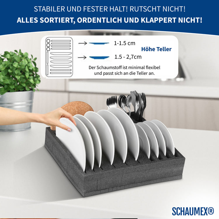 SCHAUMEX® Camping Set - Tellerhalter / Besteckhalter und Tassenhalter XL