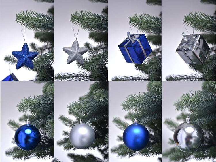 Schaumex Weihnachtsdekoration im Set mit bis zu 84 Teilen - Blau Silber