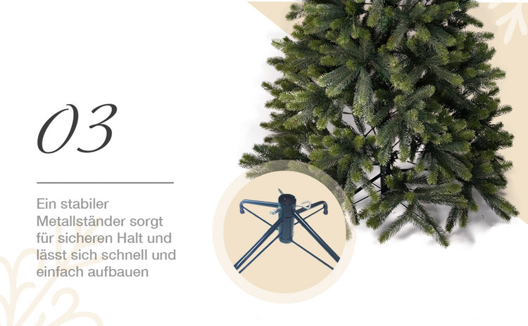 SCHAUMEX Künstlicher Weihnachtsbaum - Höhe: 150cm mit LED Beleuchtung aus Premium Spritzguss ( PE-BM150 )