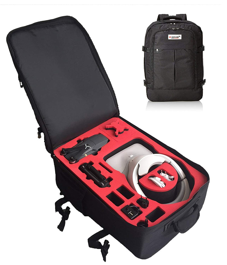 MC-CASES ® Professioneller Rucksack passend für DJI Mavic Pro mit Platz für Akkus und viel Zubehör (DJI Goggles auch RE und Mavic Pro Kombo Rucksack Schwarz)