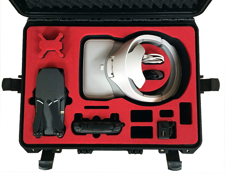 Transportkoffer für DJI Goggles / RE Edition (zusammengesetzt) und DJI Mavic Pro / Platinum mit Platz für 4 Akkus und Zubehör von MC-CASES - Outdoor Koffer - IP67 Wasserdicht!