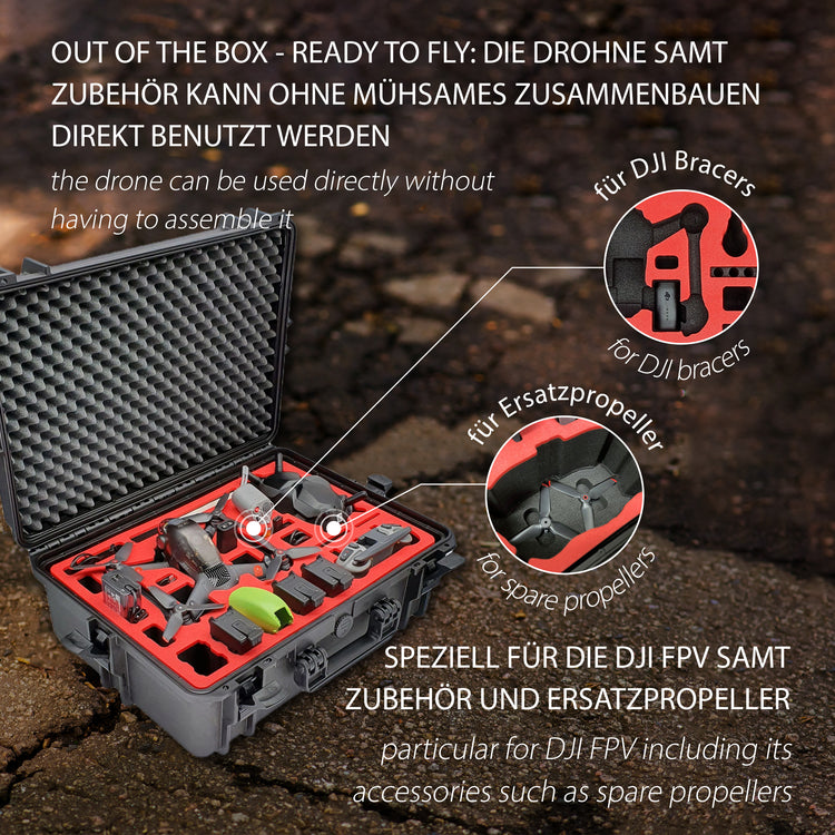 Professioneller Transportkoffer für DJI FPV Combo auch mit Schutzstreben - Fly More Set - Explorer Edition