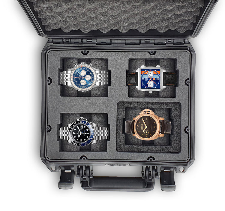 MC-CASES ® Uhrenkoffer Transportkoffer für bis zu 4 Uhren - Reisekoffer - Wasserdicht - Abschließbar - Perfekt für Reisen - Extrem geschützt -