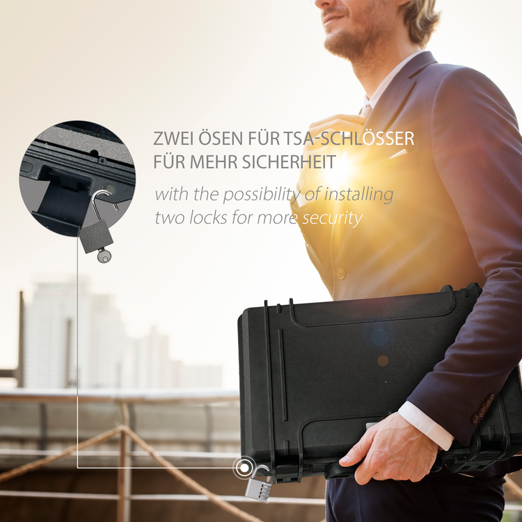 MC-CASES® Uhrenkoffer Transportkoffer für bis zu 14 Uhren - Wasserdicht - Abschließbar - Extrem geschützt -