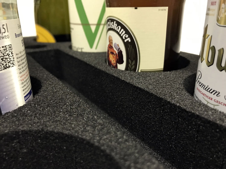 SCHAUMEX® Flaschenhalter aus Schaumstoff – Platz für 8 Flaschen/Getränke – Camping Wohnwagen, Wohnmobile, Boote