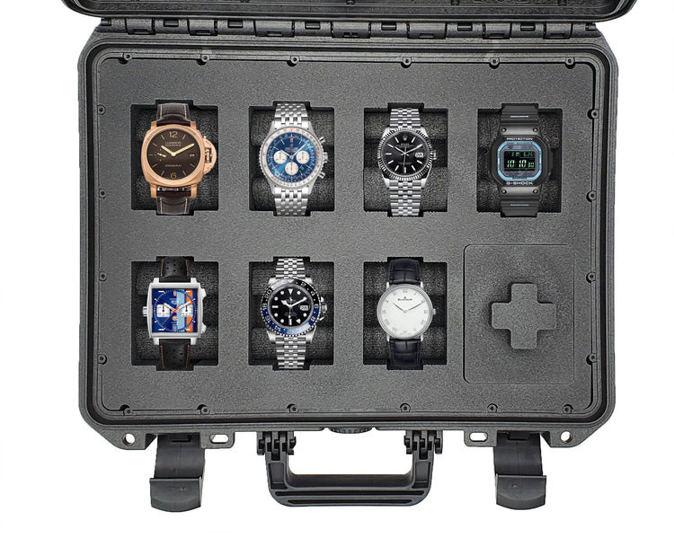 MC-CASES® Uhrenkoffer Transportkoffer für bis zu 8 Uhren - Wasserdicht - Abschließbar - Extrem geschützt -