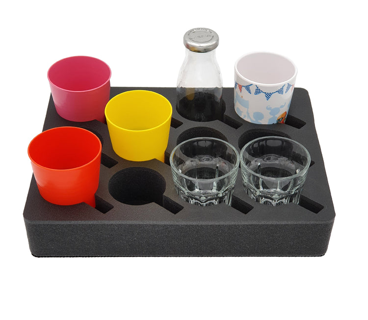 SCHAUMEX®Premium Tassenhalter Glashalter - Platz für 12 Stück - Für Camping Wohnmobil & Wohnwagen..