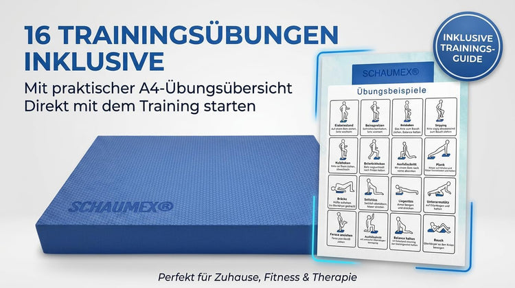 SCHAUMEX Balance Pad – Trainingsguide mit 16 Übungen