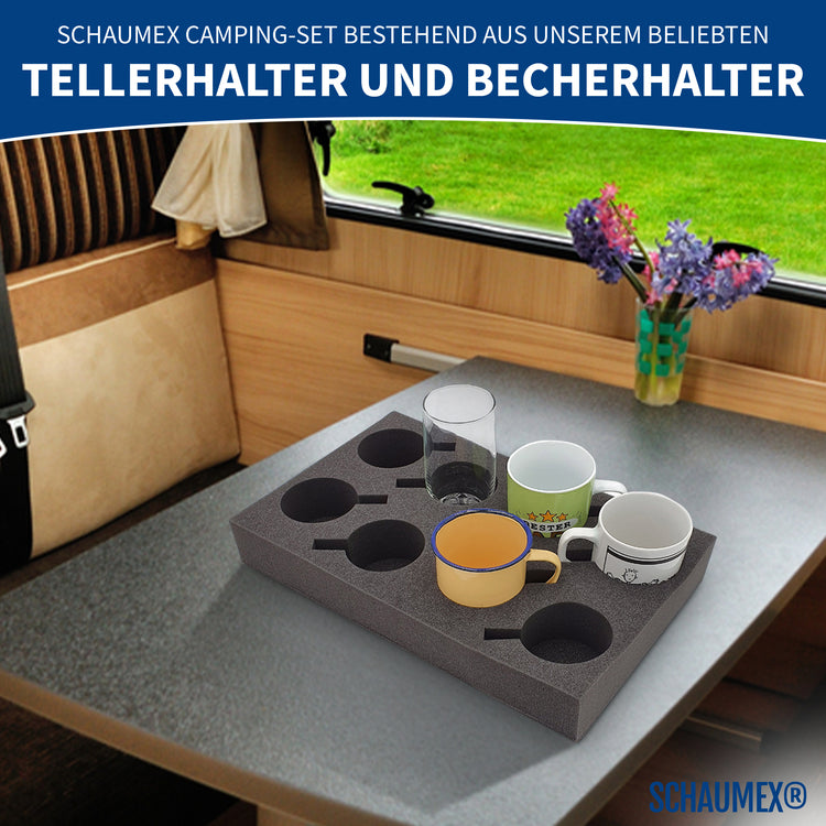 Wohnwagen Wohnmobil Tellerhalter Geschirrhalter Tassenhalter Set  Schaumstoff für Camping : : Auto & Motorrad