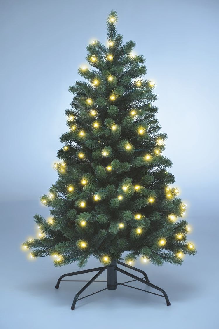 SCHAUMEX Künstlicher Weihnachtsbaum - Höhe: 120cm mit LED Beleuchtung aus Premium Spritzguss ( PE-BM120 )