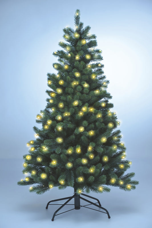 SCHAUMEX Künstlicher Weihnachtsbaum - Höhe: 150cm mit LED Beleuchtung aus Premium Spritzguss ( PE-BM150 )