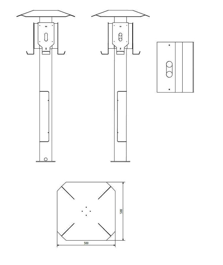 Vierfach Ladesäule "4 SIDE" speziell für Easee Wallbox - Stele - Standfuß
