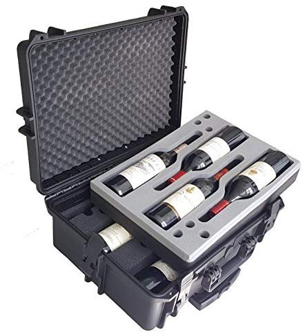 Weinkoffer Weintrolley "Winebuddy" Reisekoffer in edler Optik mit ausziehbarem Griff - Schutz für bis zu 8 Weine - Premium