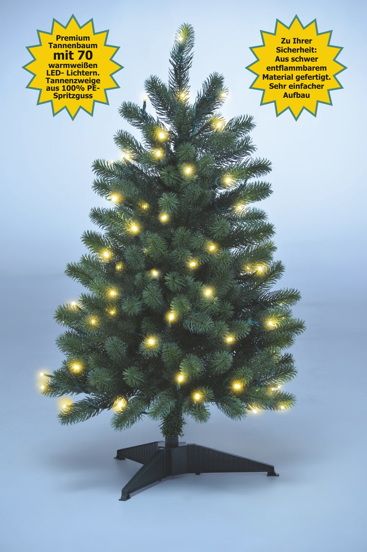 SCHAUMEX Künstlicher Weihnachtsbaum - Höhe: 85cm mit LED Beleuchtung aus Premium Spritzguss ( PE-BM85 )