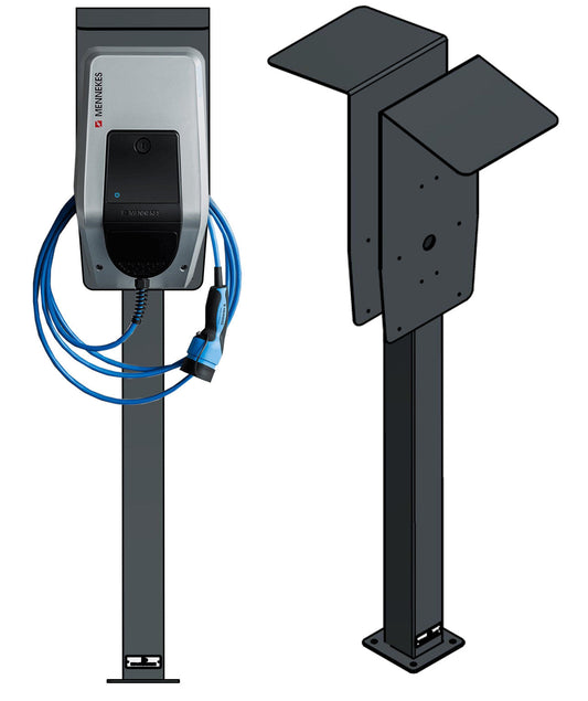 Doppel Ladesäule passend (DUO) für 2 Mennekes Amtrom Charge Control Wallbox mit Dach | Ständer | Standfuß | Stele | Base