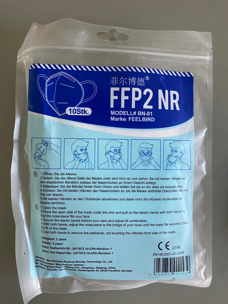 FEELBIRD FFP2 Mundschutz Maske von DEKRA geprüft (Ab 10 Stück) CE 2198 Zertifiziert
