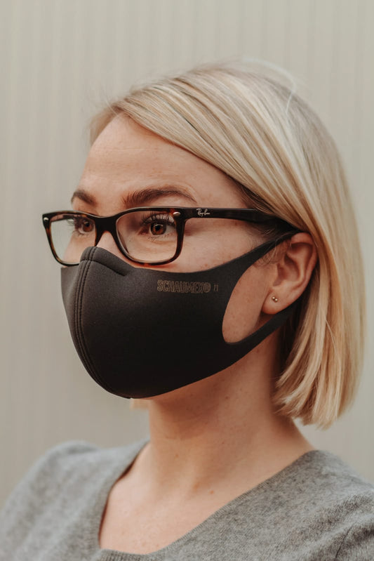 PREMIUM Softmaske mit Nasendraht aus Spezialschaumstoff - perfekt für Brillenträger - Farbe Crème oder Schwarz