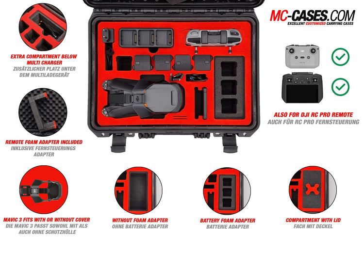 MC-CASES® Koffer für DJI Mavic 3 - Explorer Edition - mit viel Platz für Zubehör - Made in Germany