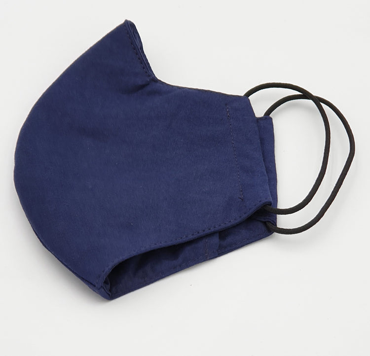 Behelfs- Mund und Nasenmasken aus 100% Baumwolle - 3 Lagen - Farbe: Navy Blue