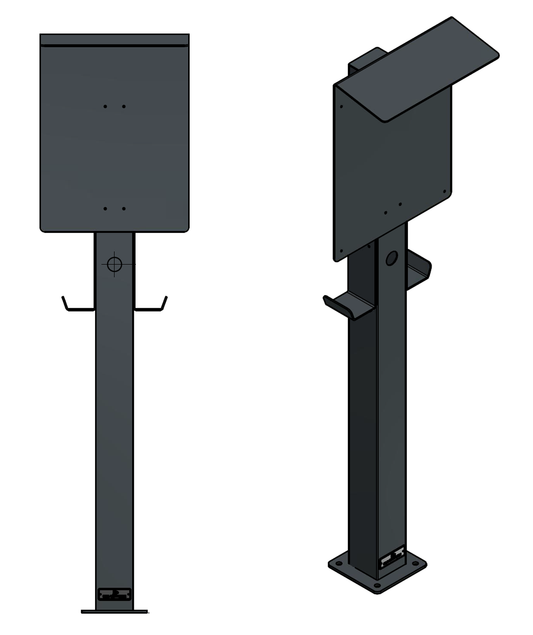 Ladesäule passend für OpenWB Series 2 Duo / Standard Wallbox mit Dach und 2 Kabelhaltern | Ständer | Standfuß | Stele